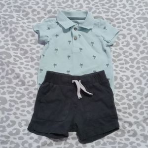 Baby palm tree shirt and short set